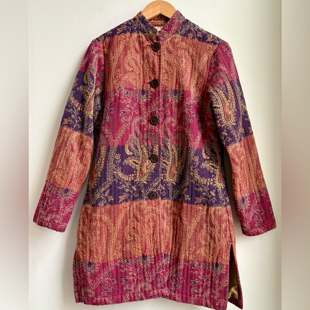Coldwater Creek Autumn Tones PAISLEY PRINT Patchwork Bohemian Light Coat Boho Sm - Picture 4 of 4